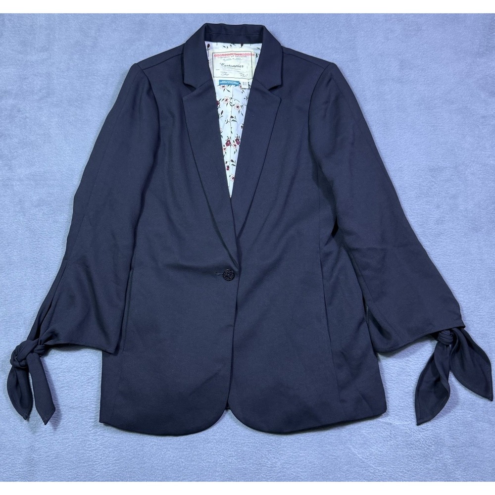 Anthropologie Cartonnier Blazer Womens 4 BlackTie Cuff Floral Lined Boho